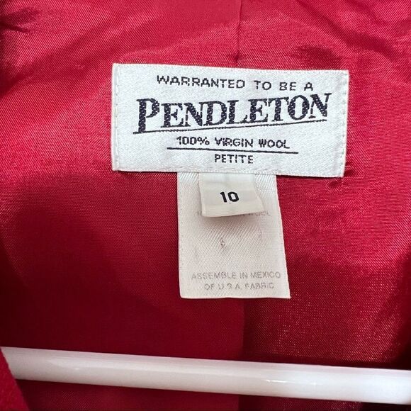 Pendleton Red Virgin Wool Petite Blazer 10 Women vintage - Picture 4 of 9